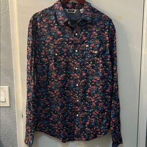NWT Salt Valley Western Men’s Floral Button-Down Shirt with Snap Buttons, Sz L